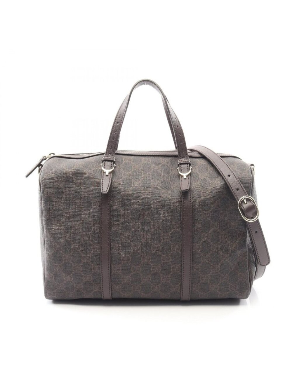 Gucci Handbag GG Supreme 2-Way Dark Brown Canvas Leather